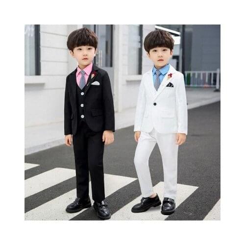 New 3-11 year old boy fashion dress suit flower girl costume jacket British style children host performance costume suit