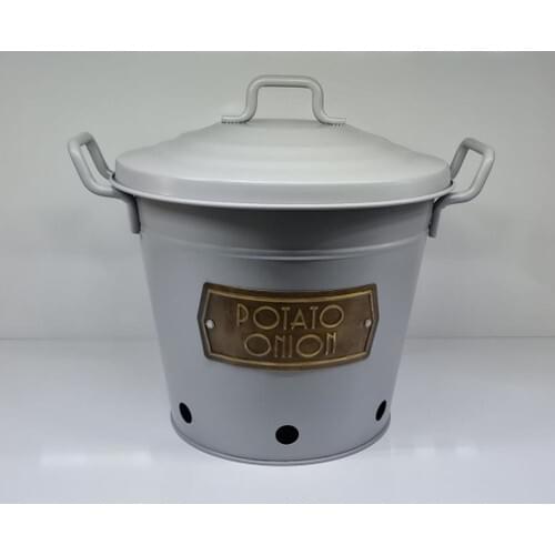 The Mia Galvanized 38x35 cm Potato-Onion-Vegetables Bucket Gray outdoor use suitable and rusting, spotting does not