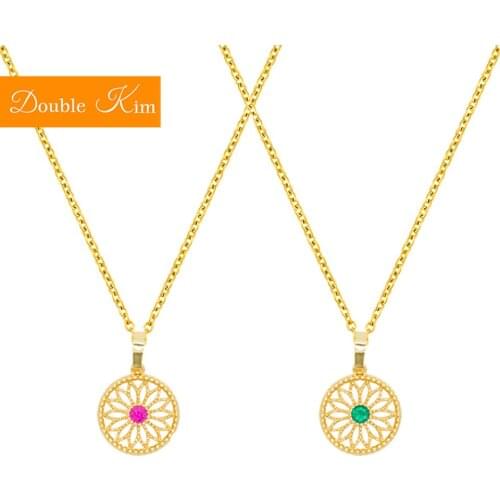 Sun Flower Zircon Pendant Necklace Titanium Steel Gold Chain Necklace Inlaid Natural Zircon Fashion Trendy Women Jewelry Gift