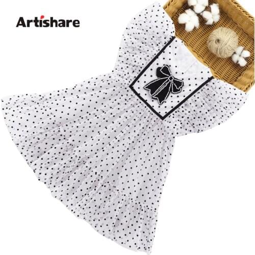 Dress Girl Big Bow Kids Dresses For Girls Dot Pattern Children Party Dress Summer Girl Costume 6 8 10 12 14