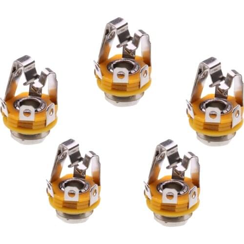 Practical 5Pcs Electric Guitar DIY 1/4" Stereo Input Output Jack Sockets