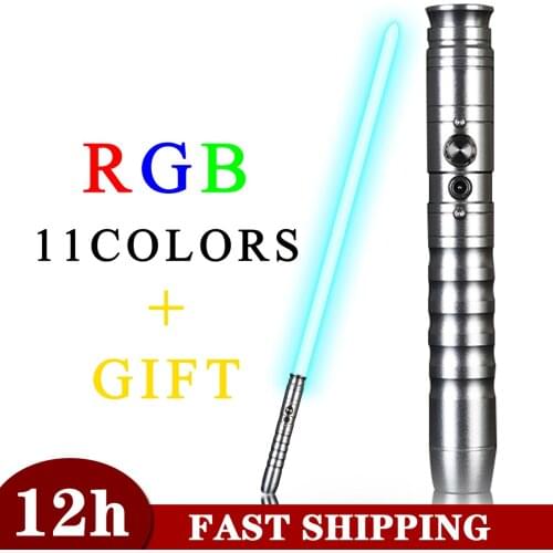 Silver Lightsaber RGB 11 Color Changing Light Saber Cosplay Force FX FOC Blaster Sword Heavy Dueling Sound Metal Handle Toy Gift