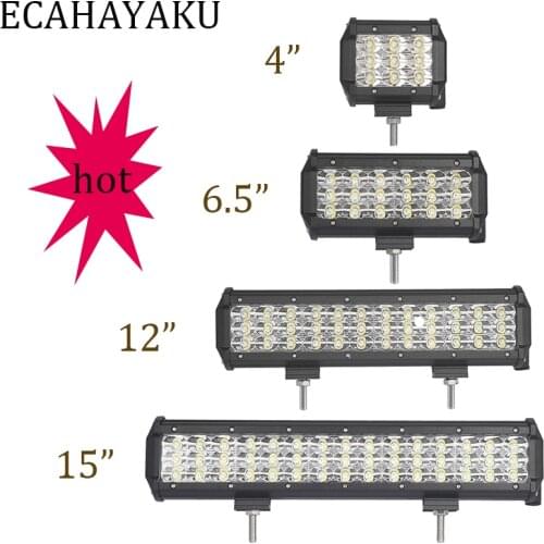 ECAHAYAKU High Intensity Tri-row 4" 27W 6.5" 54W 12" 108W 15" 135W LED Light Bar Spot Beam Work Light for Offroad SUV Cars Truck