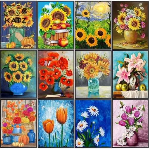 Sunflower Vase Diamond Painting Flower Embroidery Crossing Diy Plant Mosaic Aesthetic Art Gift Cross Stitch Home Decoration