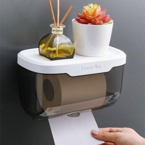 Restroom Punch-free Waterproof Bathroom Tissue Holder Toilet Paper Dispenser Accessories Paper Roll Phone Storage Tissue Box