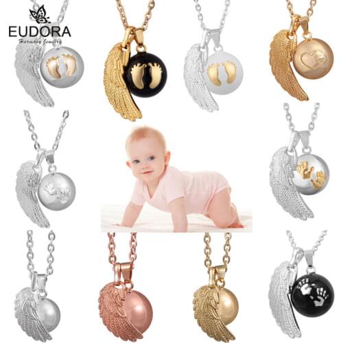 Eudora Angel Wing Baby Caller Pendant Necklace Fashion Pregnancy Ball Jewelry Chime Bola Pendants 45 inch Necklaces Jewelry Gift