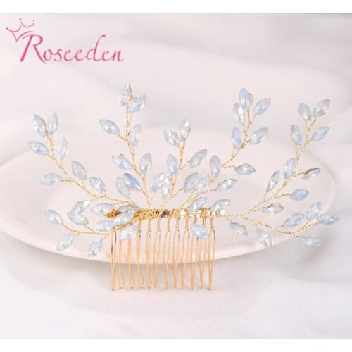 Fashion Wedding Hair Accessories Leaves Crystal Hair Comb Clips for Women Bridal Headpiece Prom Jewelry Gifts RE3842