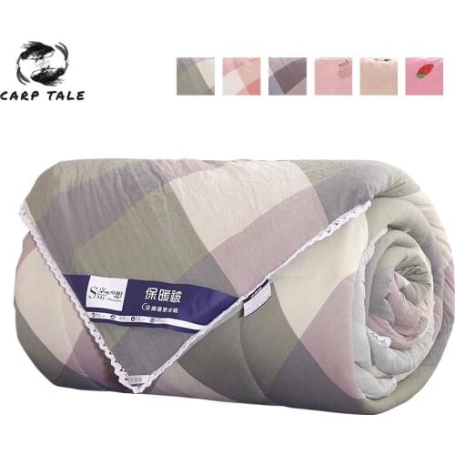Winter Double Duvet Thick Warm Quilted Quilts Spring Autumn Weighted Blanket Bedroom Soft Comforter Quilt King Queen Twin Size