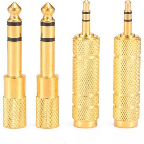 2pair New 6.35 to 3.5mm Headphone Audio Stereo Adapter Plug Copper Plating Male to Female Audio Earphone Connector Accessories