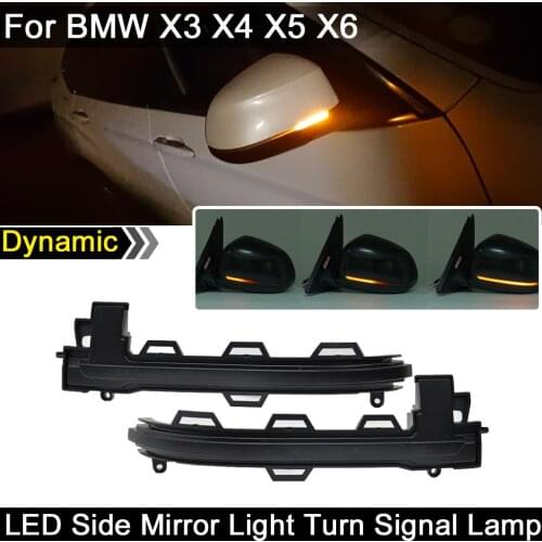 2Pcs For BMW X3-F25 X4-F26 X5-F15/F85 X6-F16/F86 Smoked Lens LED Side Mirror Blinker Light Dynamic Turn Signal Lamp