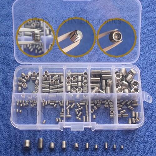 200PCS M3 M4 M5 M6 M8 Stainless Steel Allen Head Socket Hex Set Grub Screw Assortment Cup Point with Box For Home Tools