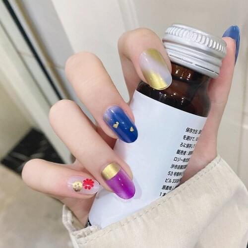 24pcs Artificial Nails With Glue Round Type Colorful Detachable Long Lasting Fashion Elegant Suit Press On Nails Designs DL