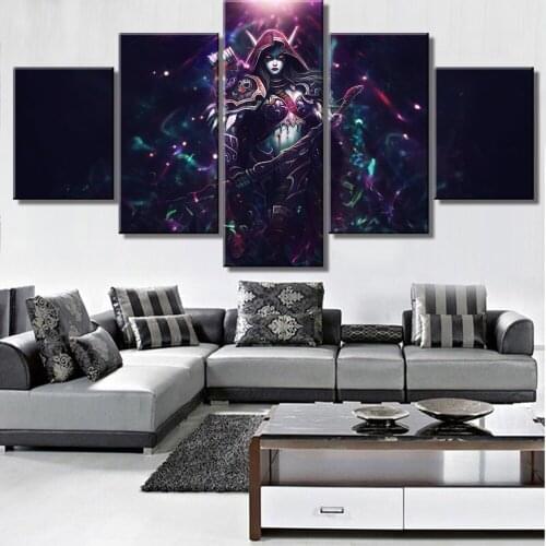 5 Pieces Canvas Printed Poster Sylvanas Home Decor For Living Room Modern Artwork Canvas Painting Wall Art Pictures Cuadros