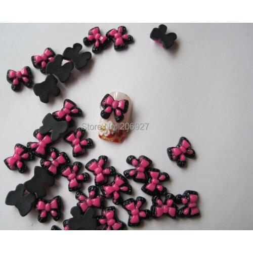 RC5-1 30pcs Cute Black Bow Shape Nail Resin Decoration Outlooking