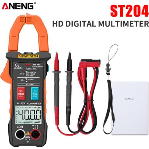 ANENG ST204 Clamp Meter 4000 Counts AUTO Digital DC/AC Current Voltage Tester Analog Multimeter True Rms Pinza Amperimetrica