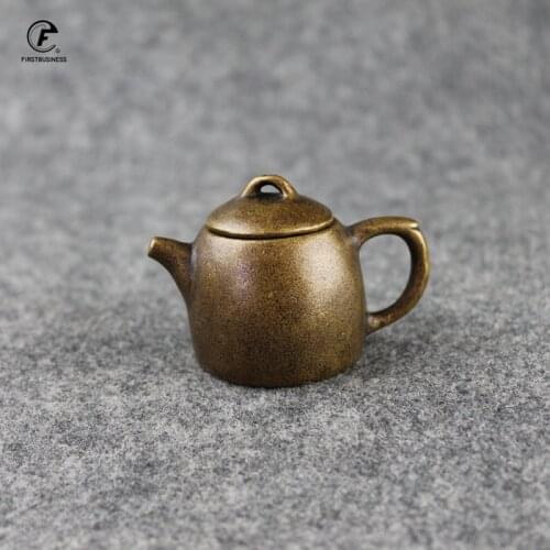 Antique Copper mini Fingertip Kettle Teapot Pocket Incense Burner Retro Brass Tea Pet Home Decorations Accessories Desk Ornament