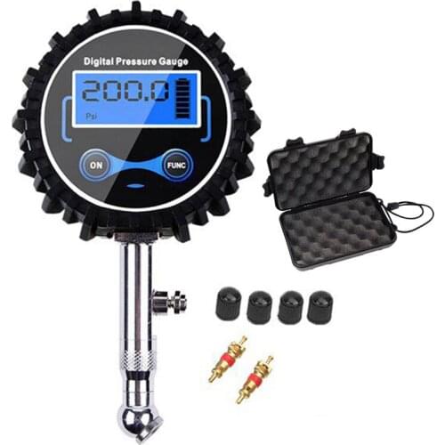 Digital Tire Pressure Gauge 0-200PSI Tire Pressure Bike Bicycle Tester 360 Fast Pressure Measuring Head