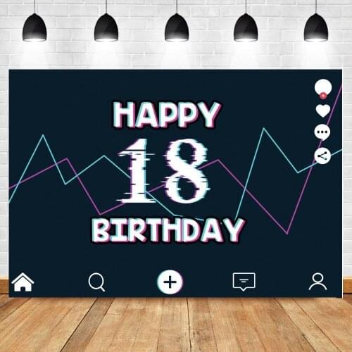 Tik Happy Birthday Backdrop Photography Music Video Party Decoration Banner Custom Background Photobooth Photo Zone