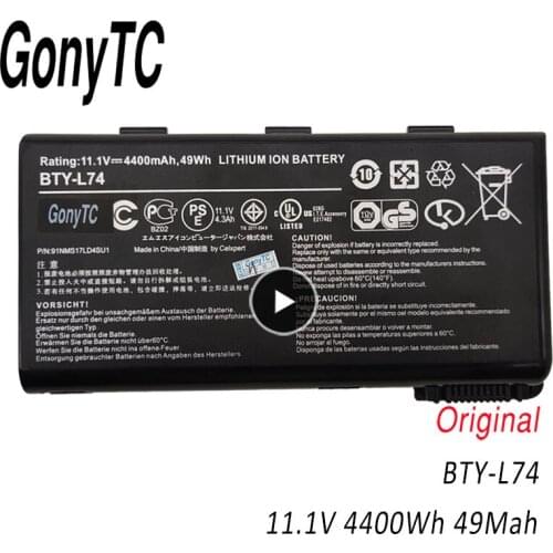 GONYTC BTY-L74 4400mAh 6Cells BTY-L74 Laptop Battery for MSI L74 L75 A5000 A6000 CX500 CX500DX CX705X CX623 EX460 EX610 CX700