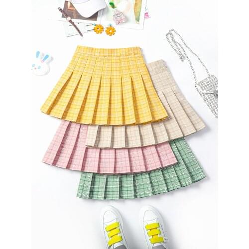 Harajuku Skirt Pink Pleated Skirt Childrens Summer High Waist Skirt Skirt Skirt Kawaii Skirt Vintage Plaid Skirt Pleated Skirt