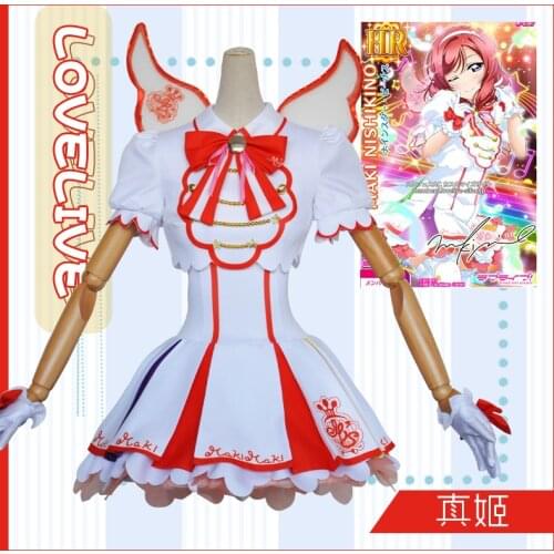 Anime Lovelive Cosplay Arcade Game 4 Fourth Generation Nishikino Maki cosplay costume uniform summer dress wig wings Full Set