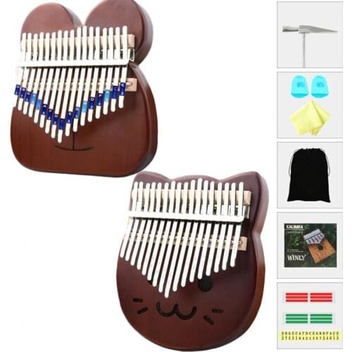 Kalimba-17 Keys Cute Cat Pattern Thumb Piano, Christmas Gift for Kids and Adult Ancient Mbira Finger Made with Solid Wood