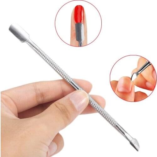 3pcs Nail Art Exfoliating Tools Nail Cuticle Pusher Silver Stainless Steel Gel Polish Remover Dual-ended Finger Dead Skin Push