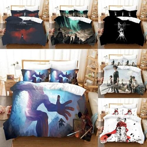 Hot anime 3D Bedding Set Attack On Titan Cartoon Duvet Cover Boys Adults Comforter Set Bedclothes Custom Bedroom Home Textiles
