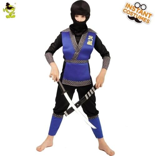 Little Boy Ninja Costume Classic Blue Ninja Cosplay Costume Carnival Party Dress Up Halloween Performance Suit