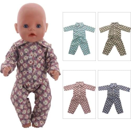 Doll Clothes 4 Colors Cute Pajamas Fit 18 Inch American Doll & 43 Cm Born Doll For Generation Toy Christmas Gifts