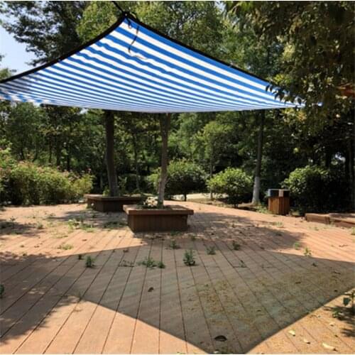 Summer Blue with white stripes color Mesh HDPE Gardon Sun Shelter Vegetable Pet Car Thick Awning Net Sea Swimming pool Shade