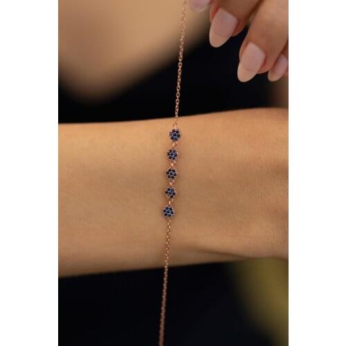 SRO Fashion Daisy Model Sapphire Stone Silver Italian Bracelet Design Modern Look Jewelry For Women Colourful Hand Made Mother