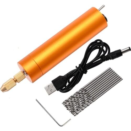 New Mini Aluminum Electric Drill Motor Hand Drill with 10pcs Twist Bits DIY Multifuctional Drilling Tool For Hand Working