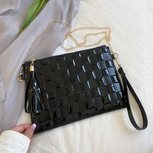 2021 New Plaid Crossbody Bags For Women Fashion Chain Shoulder Bag Tassel Design Handbags And Purses Ladies Hand Messenger Bags