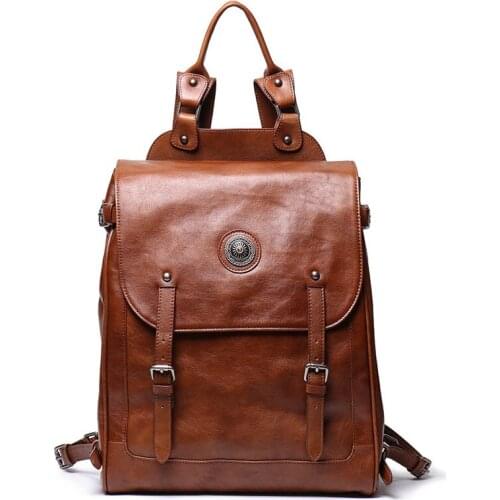 2021 New Trendy Handmade Sassafras Color mens backpack famous brand large-capacity computer leather female bag travel backpack