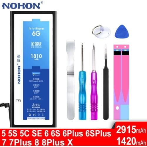Original NOHON Battery For Apple iPhone 5 6 S 4S 5C SE 5S 6S X 10 7 8 Plus 7Plus 8Plus New Mobile Phone Accessory Replace Tool