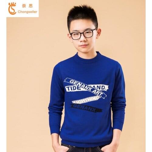 4-16T Knitted Sweaters for Boy Casual Student Autumn O-neck Warm Thick Tops Handsome Kids Clothing Boy Pullover