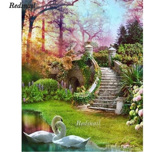 Garden swan DIY Diamond Painting tree natural scenery 5D Diamant Embroidery Mosaic Full Square/Round Drill puzzle Decor EE1062