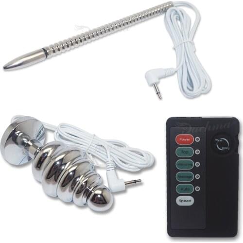 Sex Chastity Electro Shock Anal Butt Plug Urethral Catheter Fetish Prostate Massager Urethral Male Masturbator Adult Sex Toys