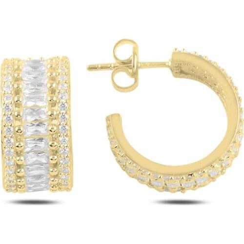 Silver 925 Sterling Baget Zircon Cubic Zirconia Tamtur Earrings