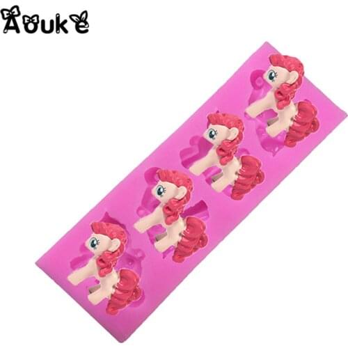 Pony Cartoon Shape Cake Silicone Mold Fondant Chocolate Mould Silicone Soap Molds Cooking Cupcake Wedding Decorating Tools M012
