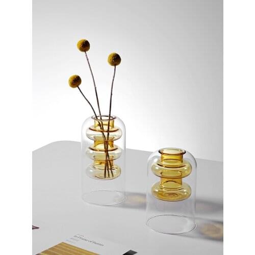 Nordic Creative Color Hydroponics Transparent Glass Vase Living Room Desktop Art Home Decoration Ornaments