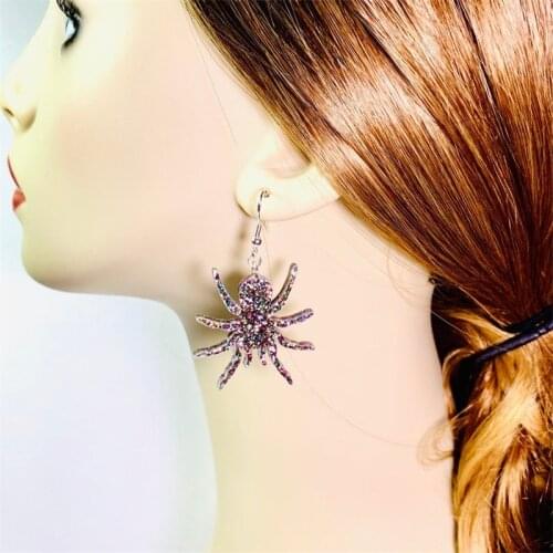Creepy Crawly Spider Acrylic Earrings, Rainbow Glitter Halloween Earrings