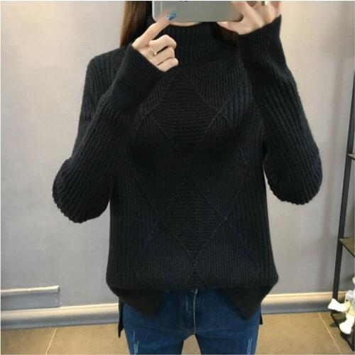 New high collar sweater female autumn winter Korean version 2019 loose hooded sweater thick women A105