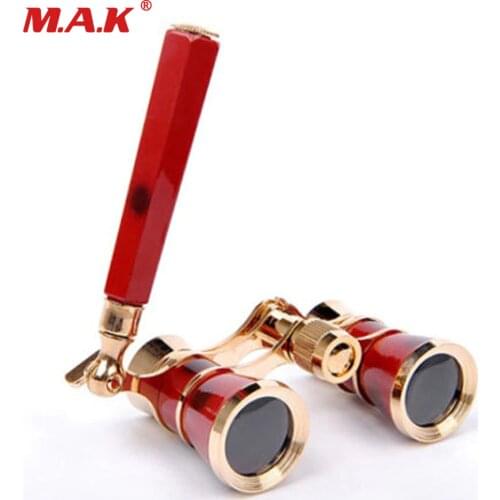 Opera Theater Telescope 3x25 Brass Coated Lens Binocular Telescope with Handle Glasses Field of view 105m/1000m for Watching