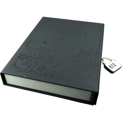 Vintage Style Hard Cover Diary Notebook Journal Notepad with Code Lock (Black)