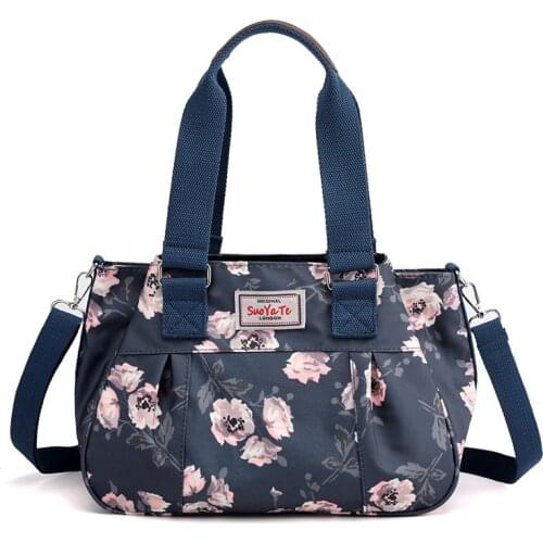 Large Capacity Shoulder Bag For Women 2021 Flower Nylon Waterproof Crossbody Bag Soft Zipper Short Distance Wallet And Handbags