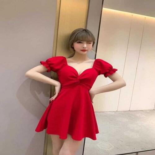 ZB4571 2021 Summer new women fashion temperament show thin V-neck high waist fairy sexy dress cheap wholesale