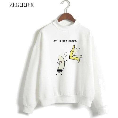 2019 Nude Banana Print Kawaii Hoodies Funny Pink Hoodies Women Harajuku Sweatshirt Clothes Streetwear Fashion Hipster