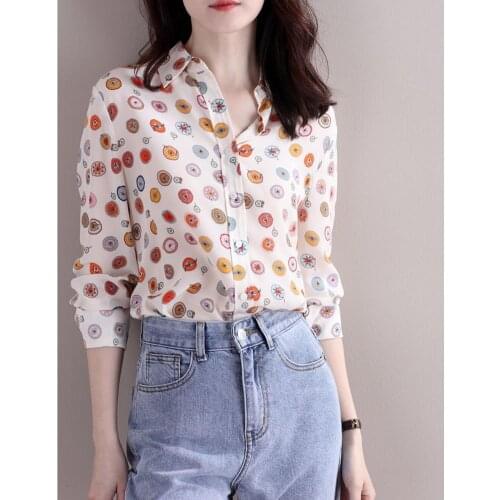 Womens Spring Summer Style Chiffon Blouses Shirts Womens Elegant Printed Half Sleeve Button Casual Chiffon Tops SP612